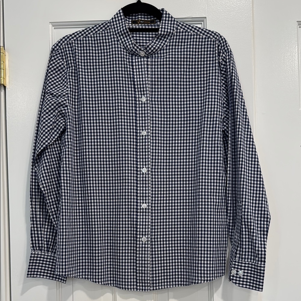 Blue and White Gingham Cotton Button Down